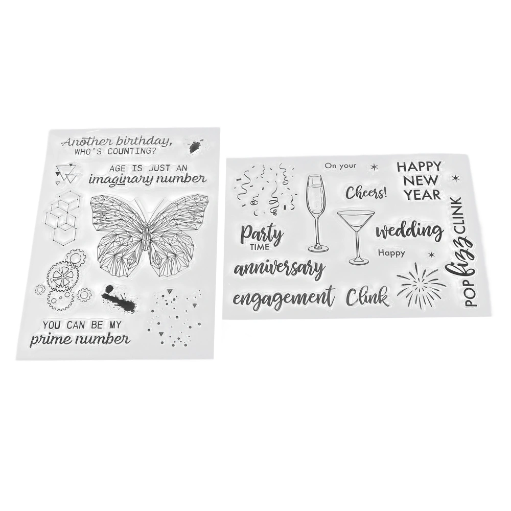 2Pcs Clear Stamp Set TPR Clear Imprint Healthy Nonirritating Recyclable Practical Transparent Stamps for Card Making