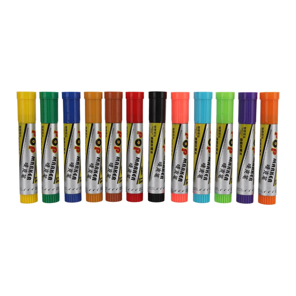 12Pcs Design Markers Quick Drying Safe Harmless Bright Color Wide Application Posca Paint Markers for Home Office Studio