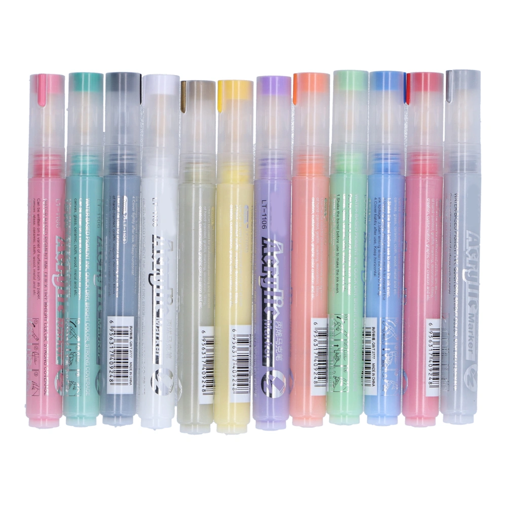 12 Pcs Acrylic Marker Pen DIY Colorful Marker Note Marker Pen Holiday Decoration