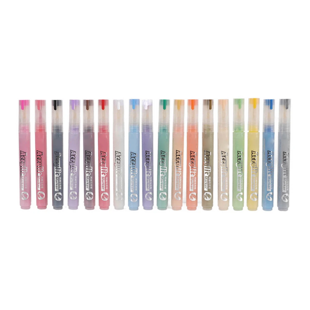 18 Pcs Acrylic Marker Bright Lasting Colorful Non Toxic No Odor DIY Doodle Water Color Pen