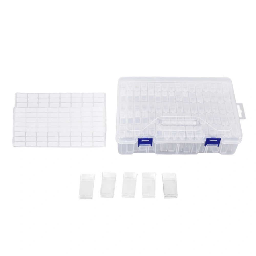 80pcs Rhinestone Storage Grids Transparent Rhinestone Containers with Storage Box Stickers for Rhinestone Organizing