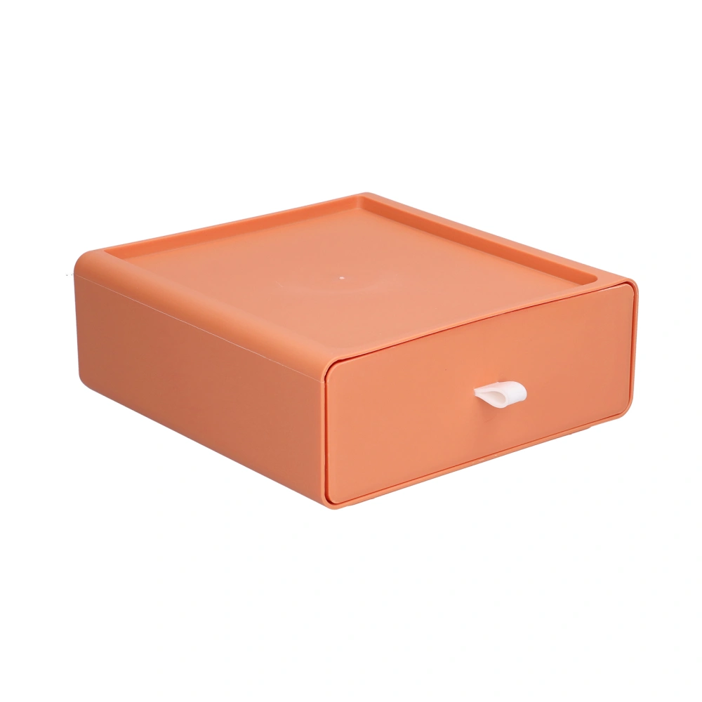 Storage Box Large Capacity Dustproof Square Desktop Drawer with Silicone Strip for Makeup Accessories Jewelry StationaryOrange