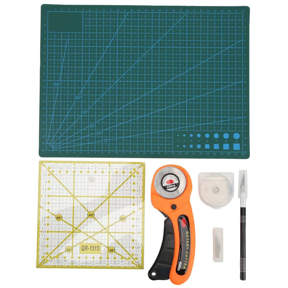 15Pcs Fabric Cutter Set Cloth Cutting Hob Kit with Mat Replacement Blades for Sewing Quilting