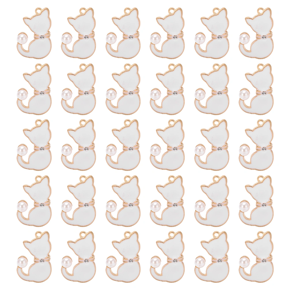 30 Pcs Charm Kitten Laugh Sea Shell Hardcore Foot Chain Pendant Shoe Bag Accessories DIY JewelryWhite Pearly Tail Cat