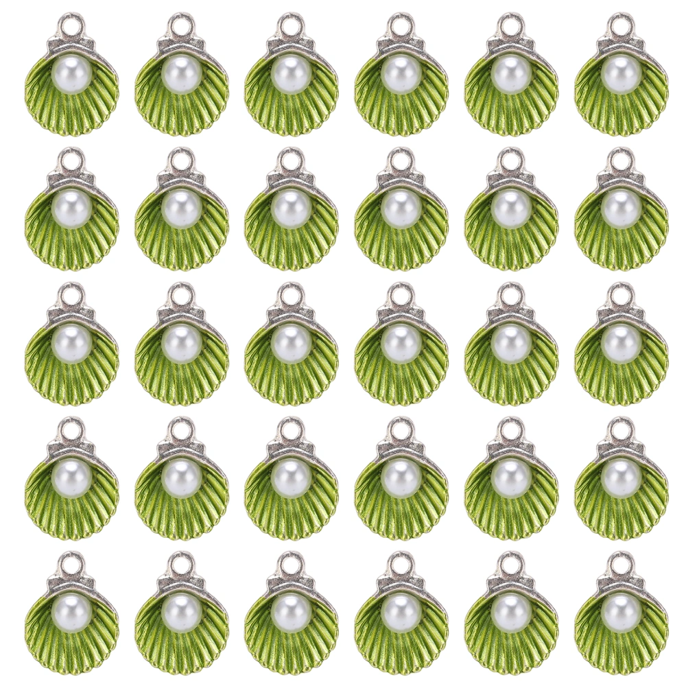 30 Pcs Charm Kitten Laugh Sea Shell Hardcore Foot Chain Pendant Shoe Bag Accessories DIY JewelryGreen Seashells