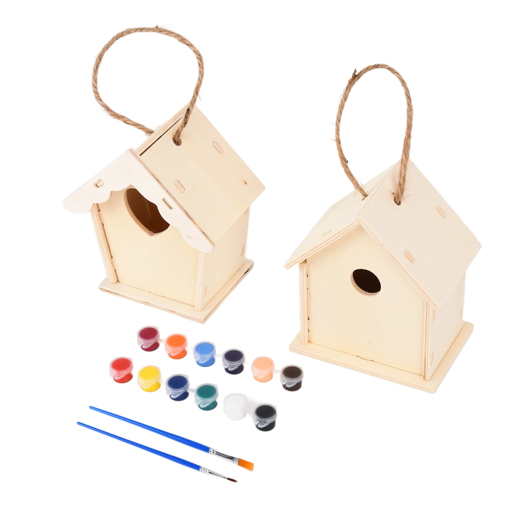 Bird House DIY Creative Wooden Bird House Simple Pendant Decoration Kids Arts Crafts