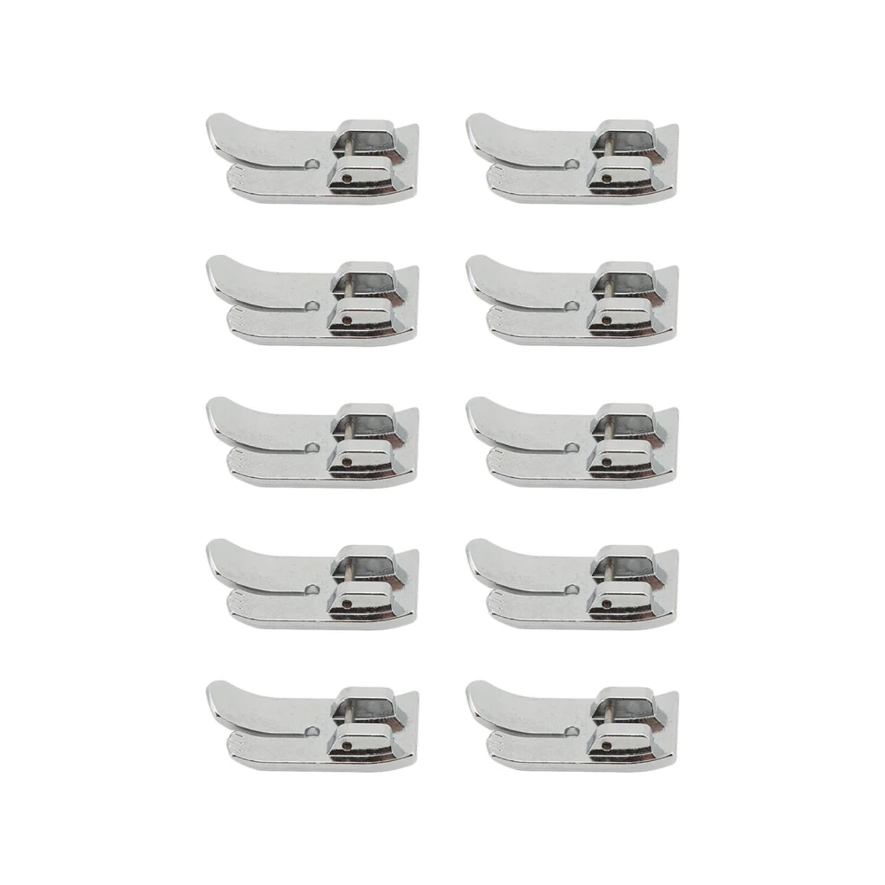 10pcs Presser Foot Stainless Steel Straight Stitch Center Linear Presser Foot for Household Sewing Machines