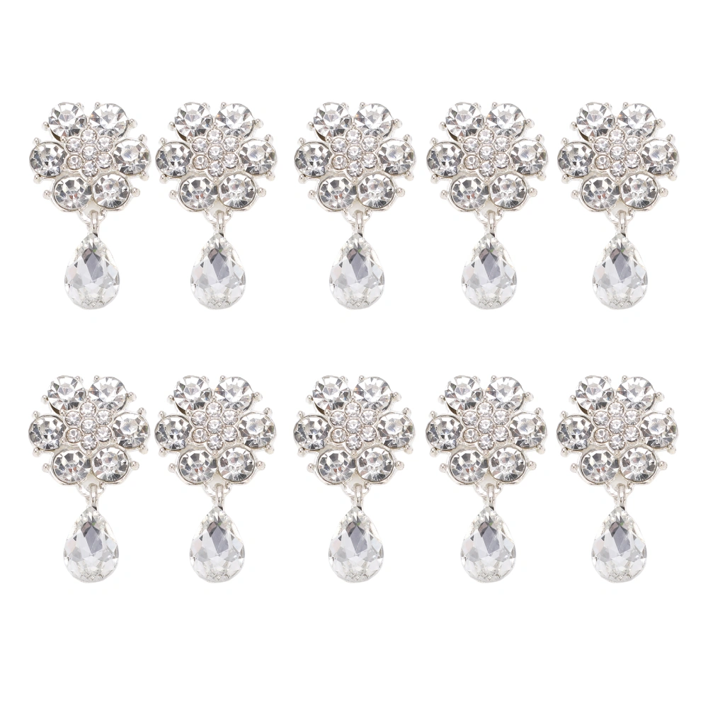 10pcs Rhinestone Brooches Crown Six Petals Opal Pearl Brooch Pins for Clothes Shoes Bags Hair Accessories Decoration2.2x4cm White Six Petals