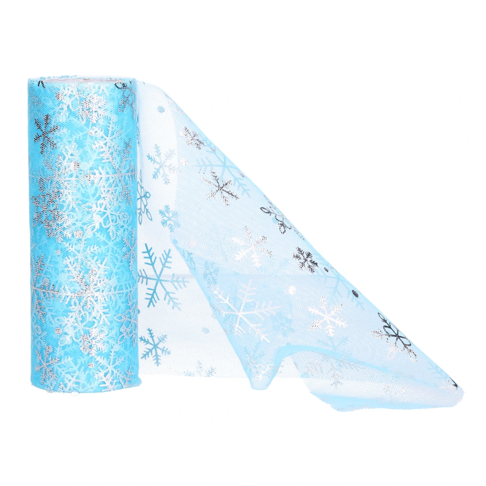 Tulle Rolls 10 Yards DIY Cutting Blue Ribbon White Snowflake Pattern Craft Accessories for Princess Dress