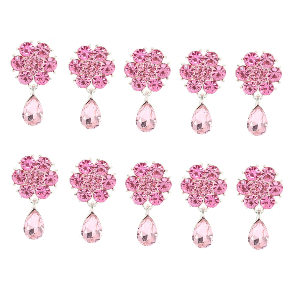 10pcs Rhinestone Brooches Crown Six Petals Opal Pearl Brooch Pins for Clothes Shoes Bags Hair Accessories Decoration2.2x4cm Pink Six Petals