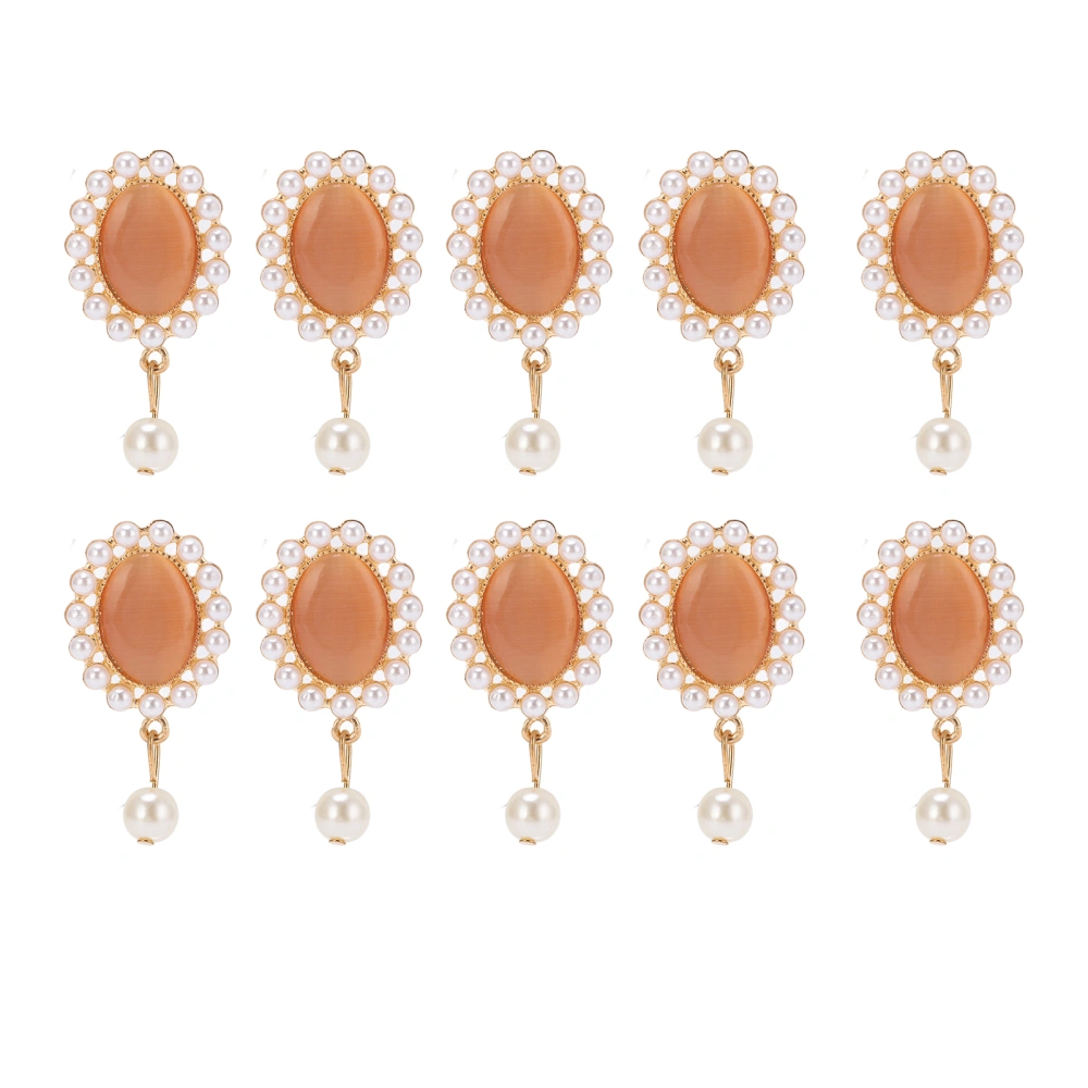 10pcs Rhinestone Brooches Crown Six Petals Opal Pearl Brooch Pins for Clothes Shoes Bags Hair Accessories Decoration2.3x4.5cm Orange Opal Pearl