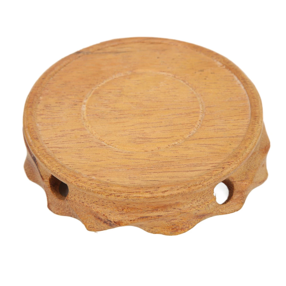 Round Wooden Base Multifunctional Retro Carving Elegant Wooden Teapot Base for Home Decoration Gift10x2.5cm