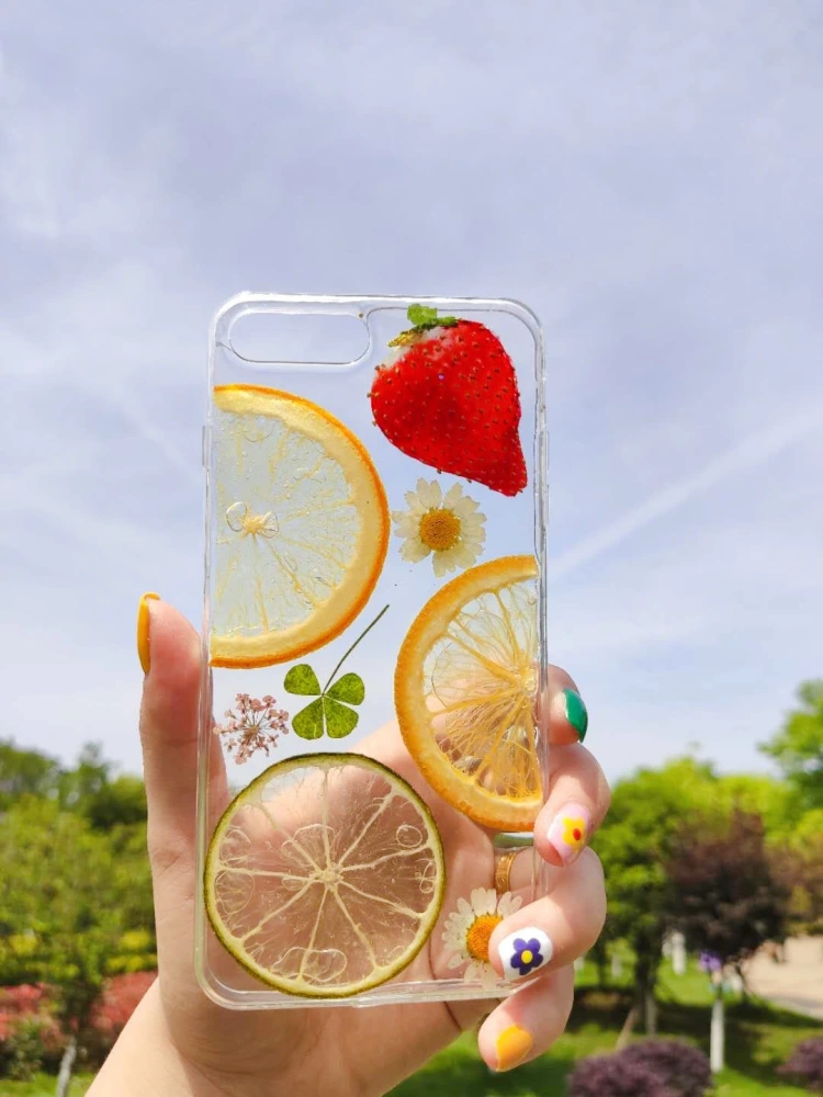 Dried Lemon Fruit Handmade Mobile Phone Case Dried Flowers