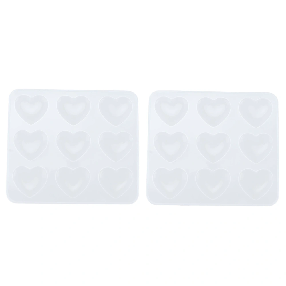 2Pcs Silicone Molds 9 Cavities Heart Shapes Epoxy Resin Drop Glue DIY Decoration Moulds