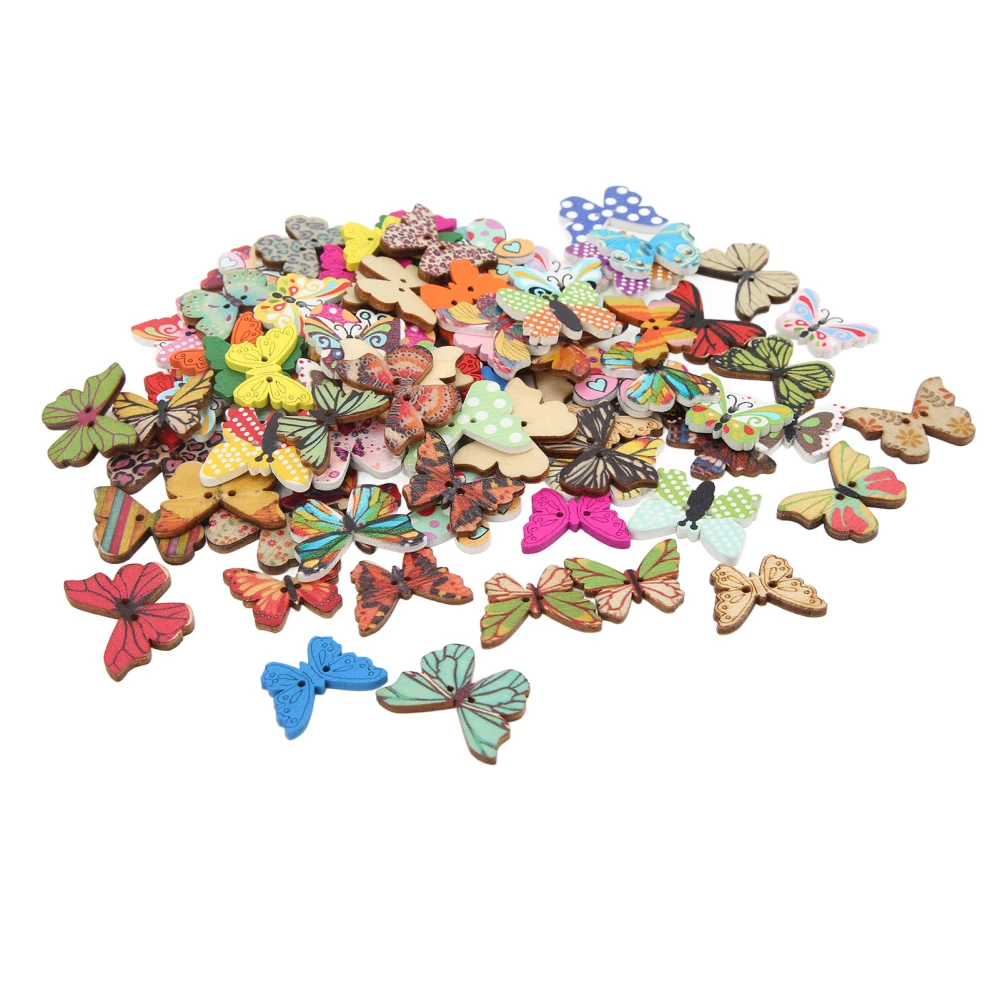 100Pcs Butterfly Button Colorful Cartoon Durable Cute DIY Accessories for Sewing Crafting