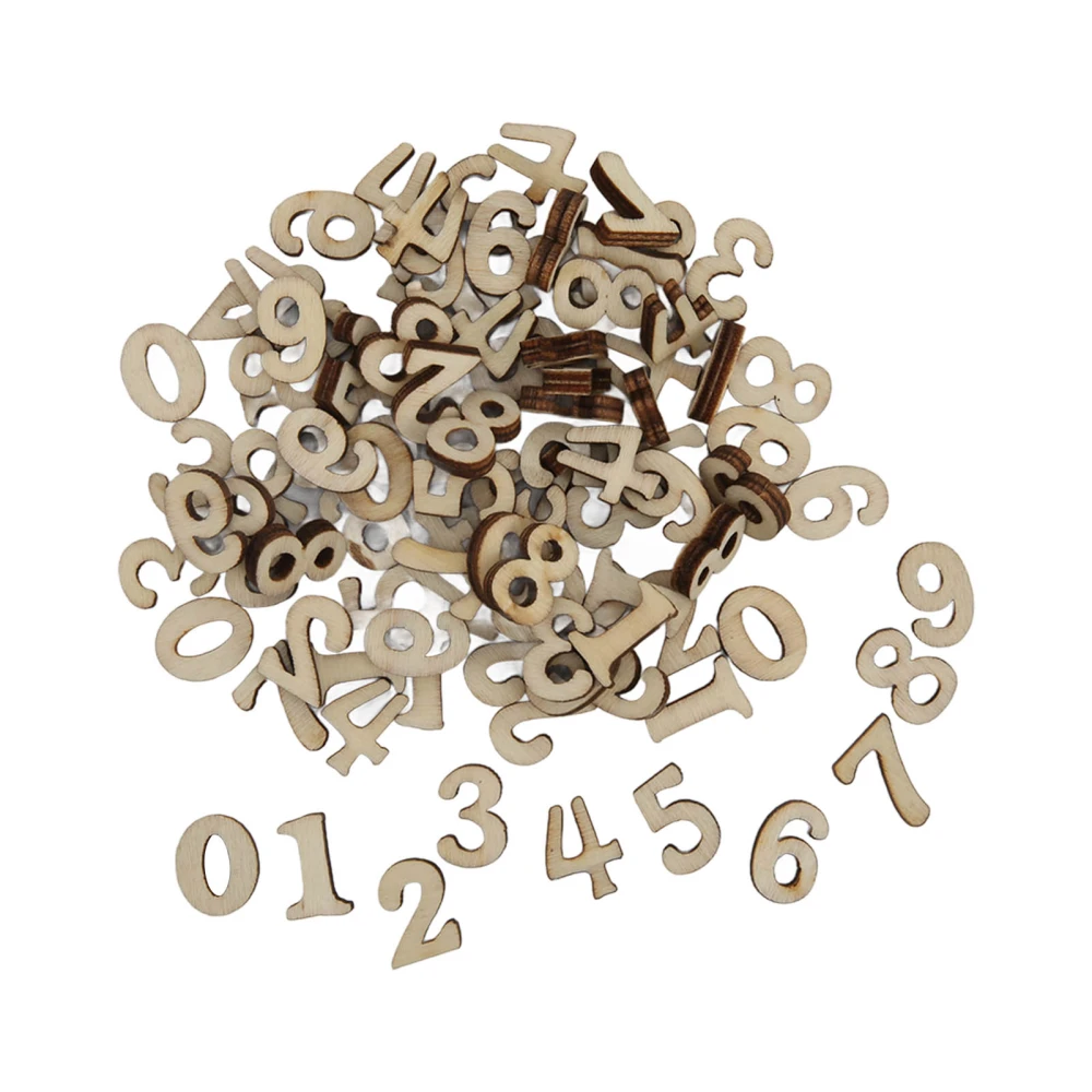 100Pcs Wooden Numbers Natural No Burr Safe Convenient Portable Unique Design Wooden Clock Numbers