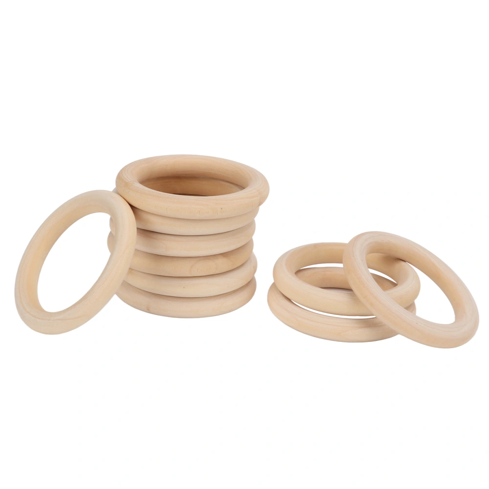 10pcs Wooden Rings Simple Original Color Comfortable Feel Natural Wood Rings for Decoration