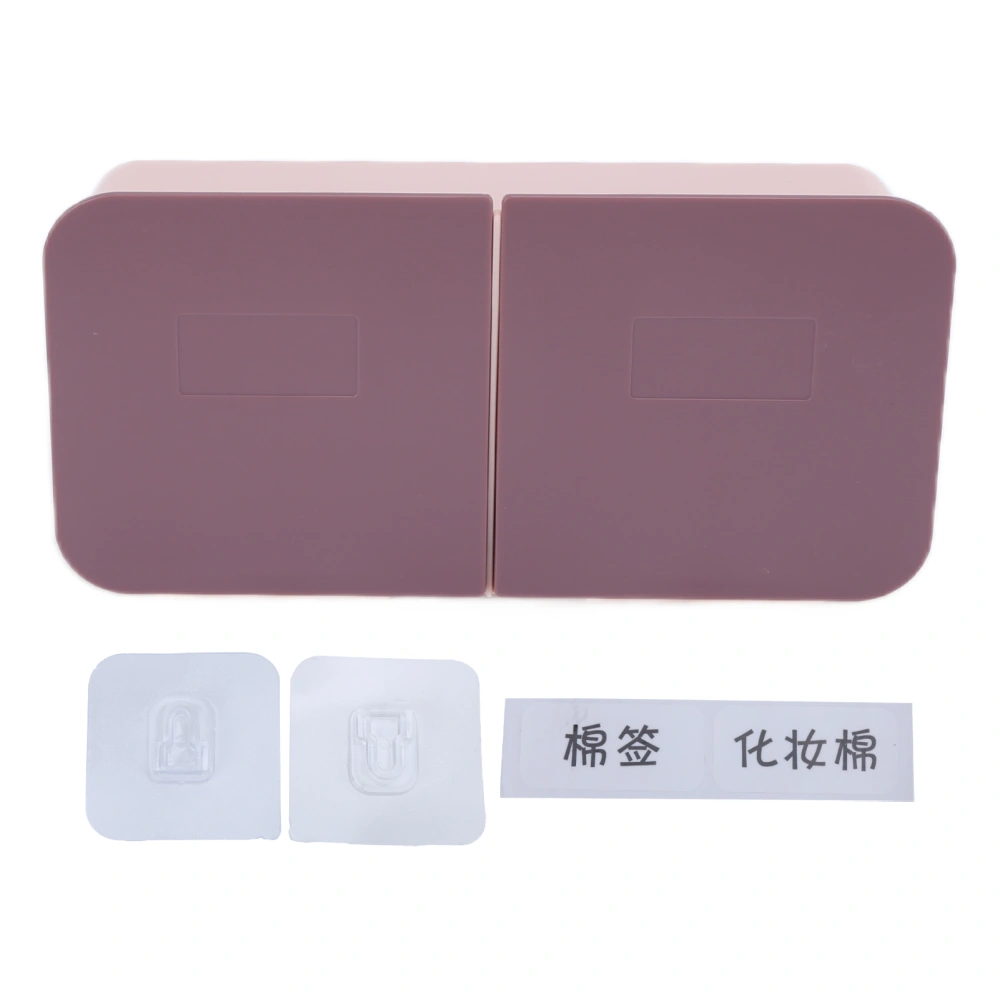 Makeup Box Wall Mounted Flip Cover Removable Washable Cotton Pad Organizer for BathroomPink Purple