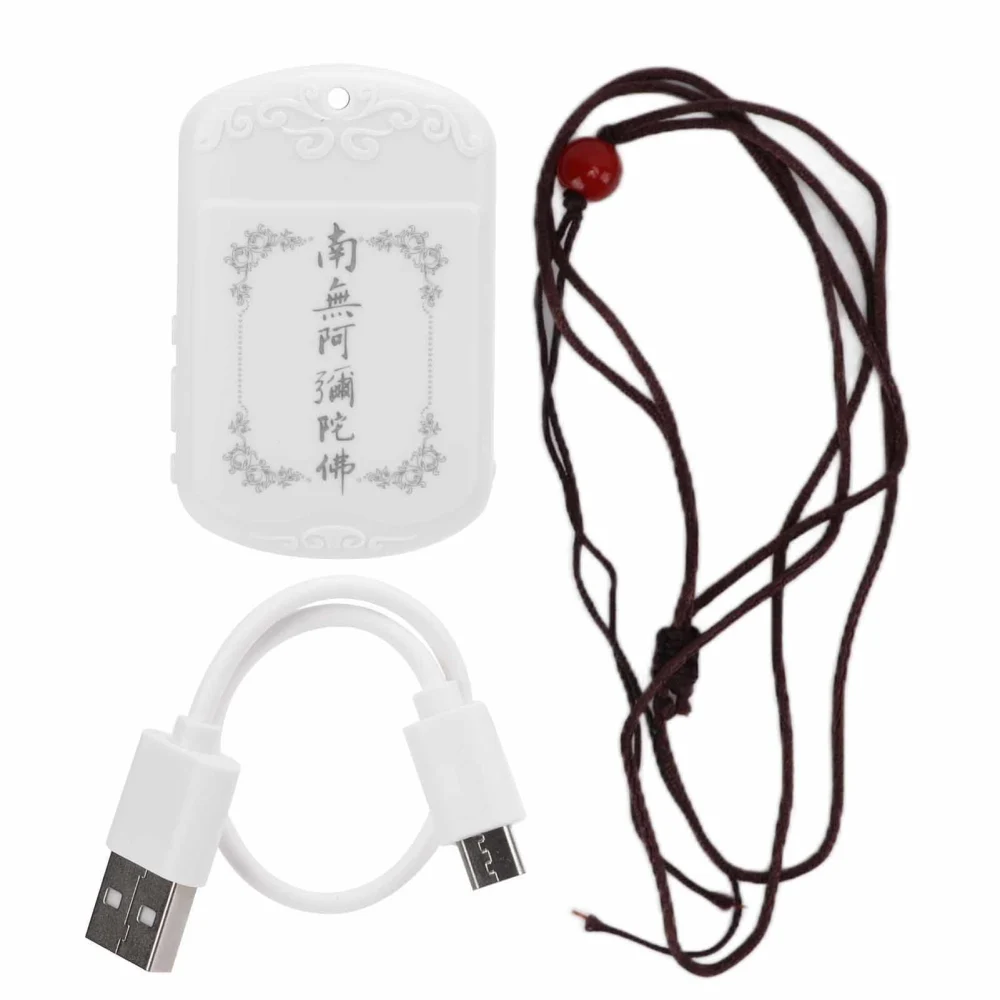 Buddha Player Mini Portable White Music Buddhist Scripture Music Player with Lanyard USB Cable for Gift Meditation