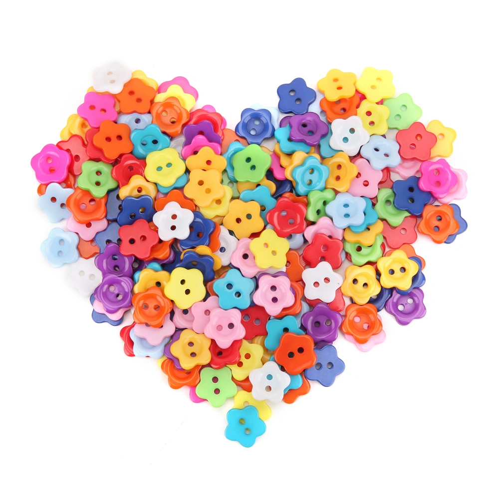 200 Pcs Mixed Color Resin Buttons 15mm Plum Flower 2 Hole Plastic Children Sweater Shirt Buckle