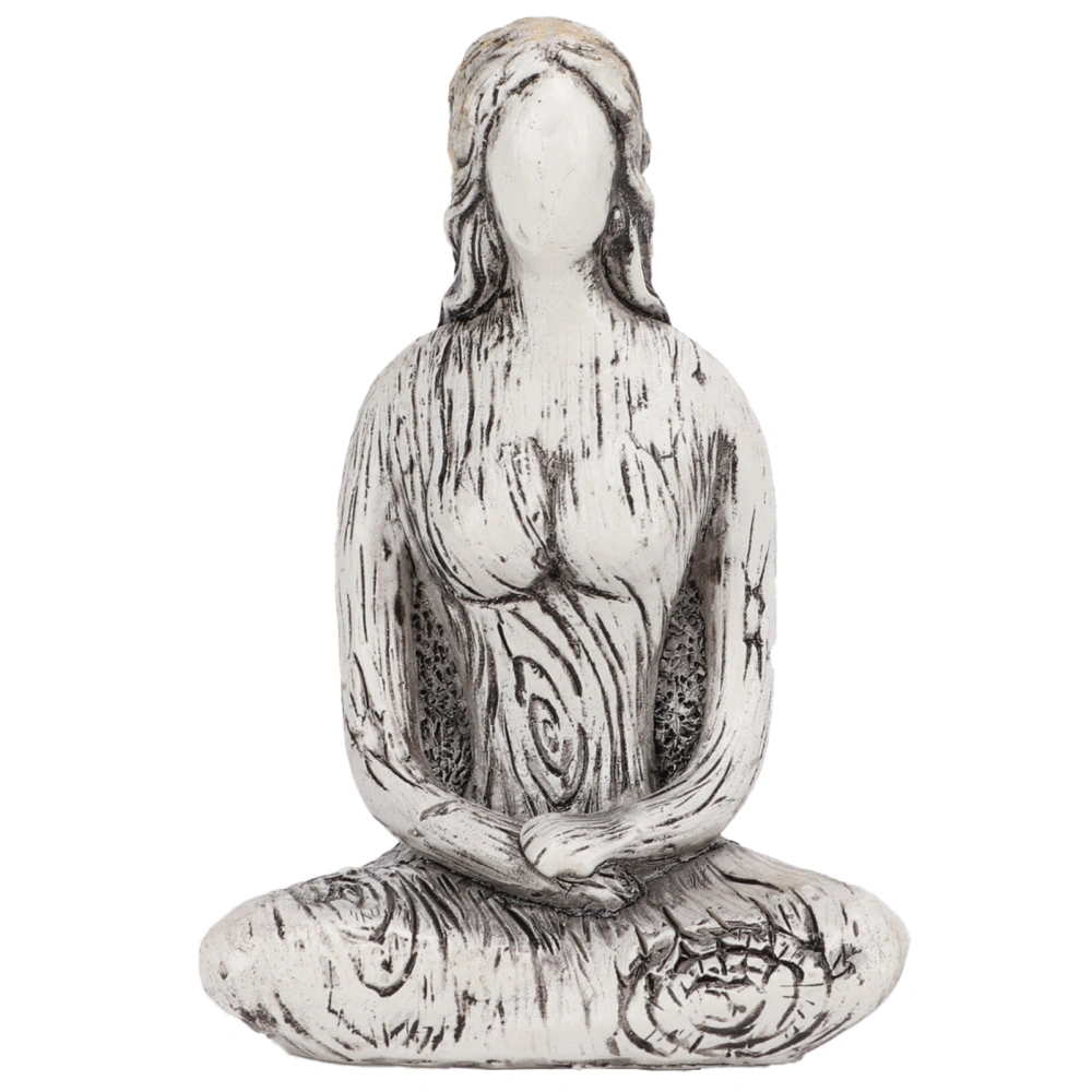 Yoga Pose Statue Synthetic Resin Simple Rustic Meditation Figurine for Home Decoration Ornament Yoga Studios GiftWhite