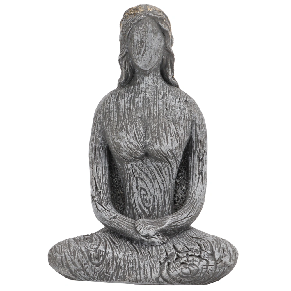 Yoga Pose Statue Synthetic Resin Simple Rustic Meditation Figurine for Home Decoration Ornament Yoga Studios GiftGrey