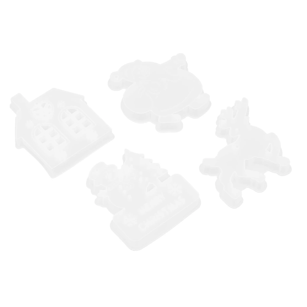 4PCS Christmas Charm Mold Personalized Flexible Silicone Exquisite DIY Christmas Resin Mold