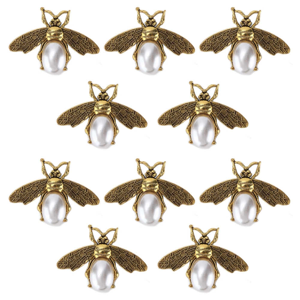 10pcs Brooch Pins Honey Bee Shapes Multipurpose Decorative Pearl Pins for Clothes Shoes Bags Hair Accessories Decoration3.5x4.7cm Gold