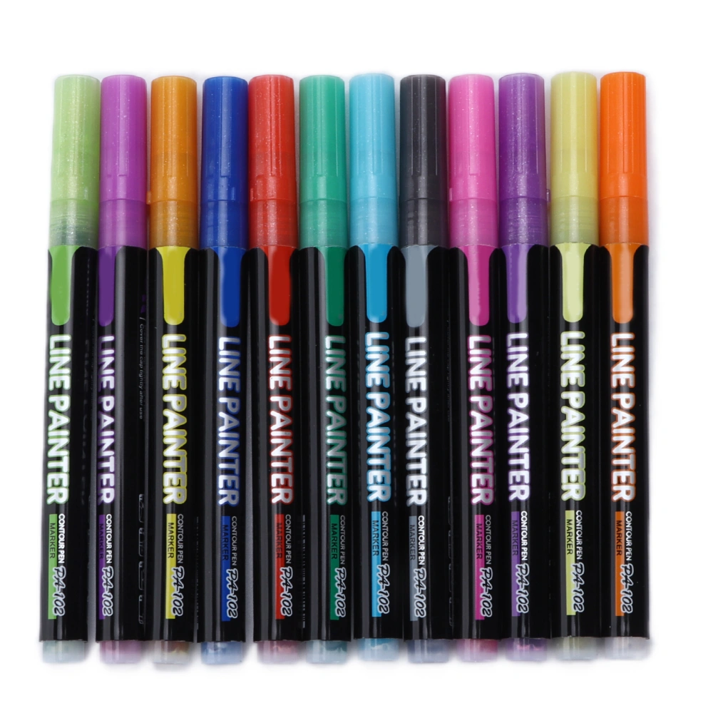 12Pcs Markers Bright Rich Colors Waterproof UV Resistant Long Lasting Unfading Graffiti Markers