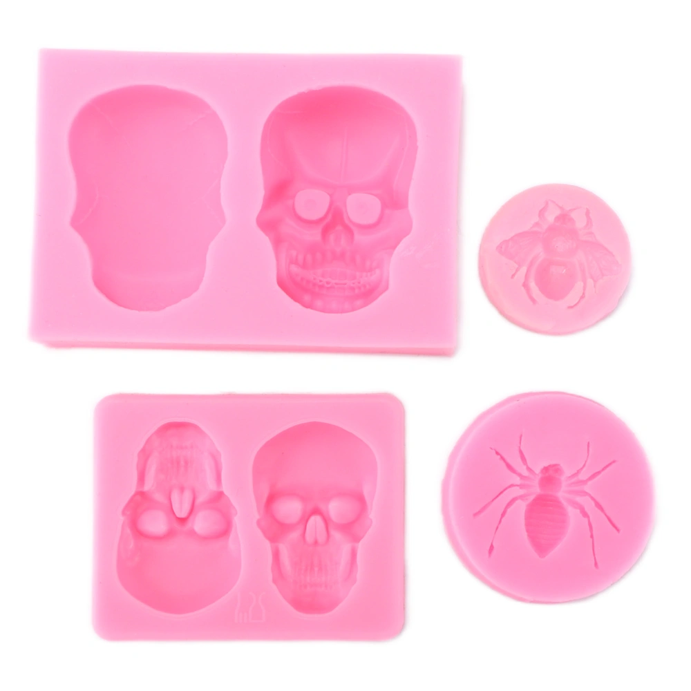 4Pcs Halloween Silicone Mold Skull Spider Shape Nonstick Durable Soft Halloween Cake Molds for Home Bakery