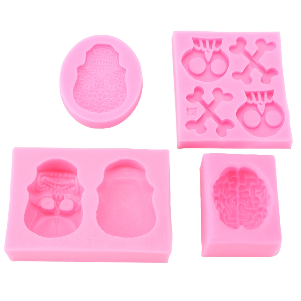 4Pcs Halloween Fondant Molds Durable High Temperature Resistance Easy Peel Off Halloween Baking Mold