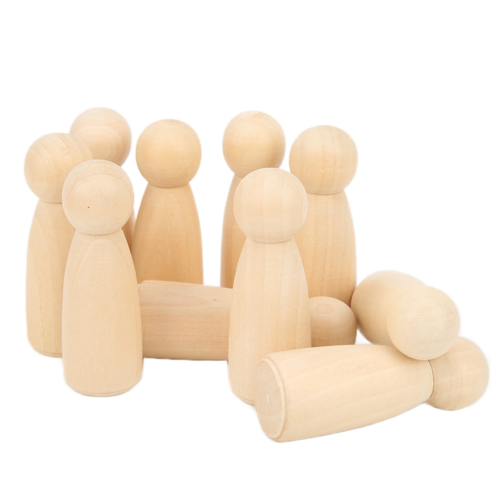 10 Pcs Wooden Peg Doll 75mm 3.0in Safe BurrFree Develop HandsOn Skills DIY Accessories for Decoration(Girls )