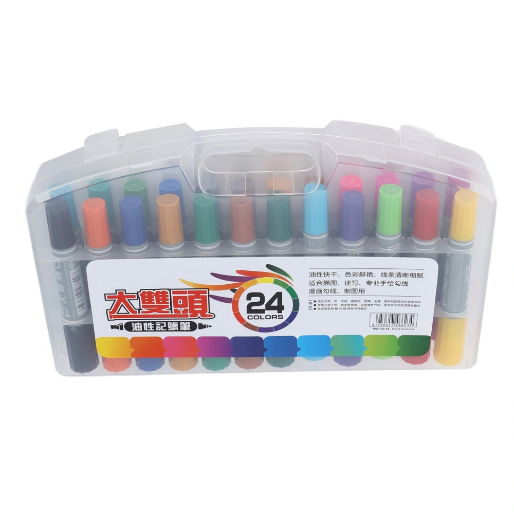 Marker Pen Large Double Head Waterproof Whiteboard Pencil for Graffiti Writing Coloring24 Pcs