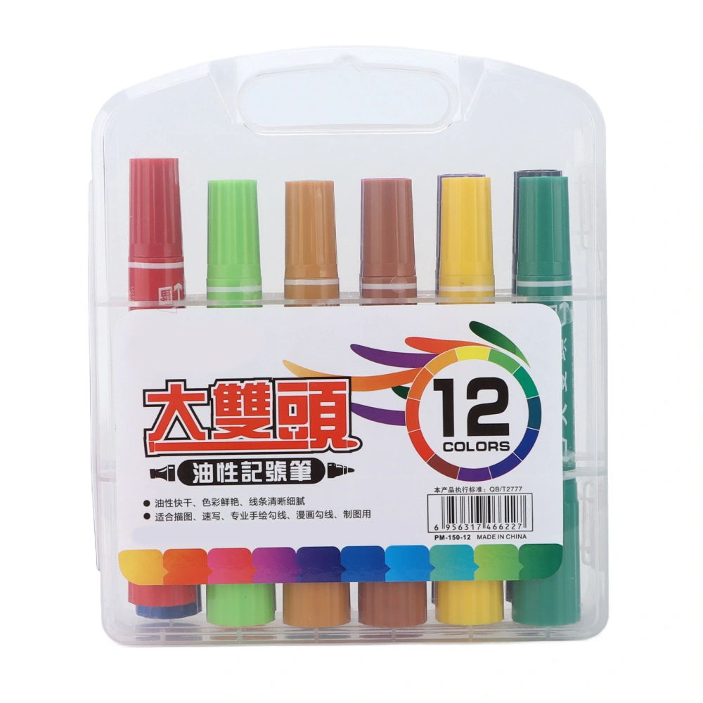 Marker Pen Large Double Head Waterproof Whiteboard Pencil for Graffiti Writing Coloring12 Pcs