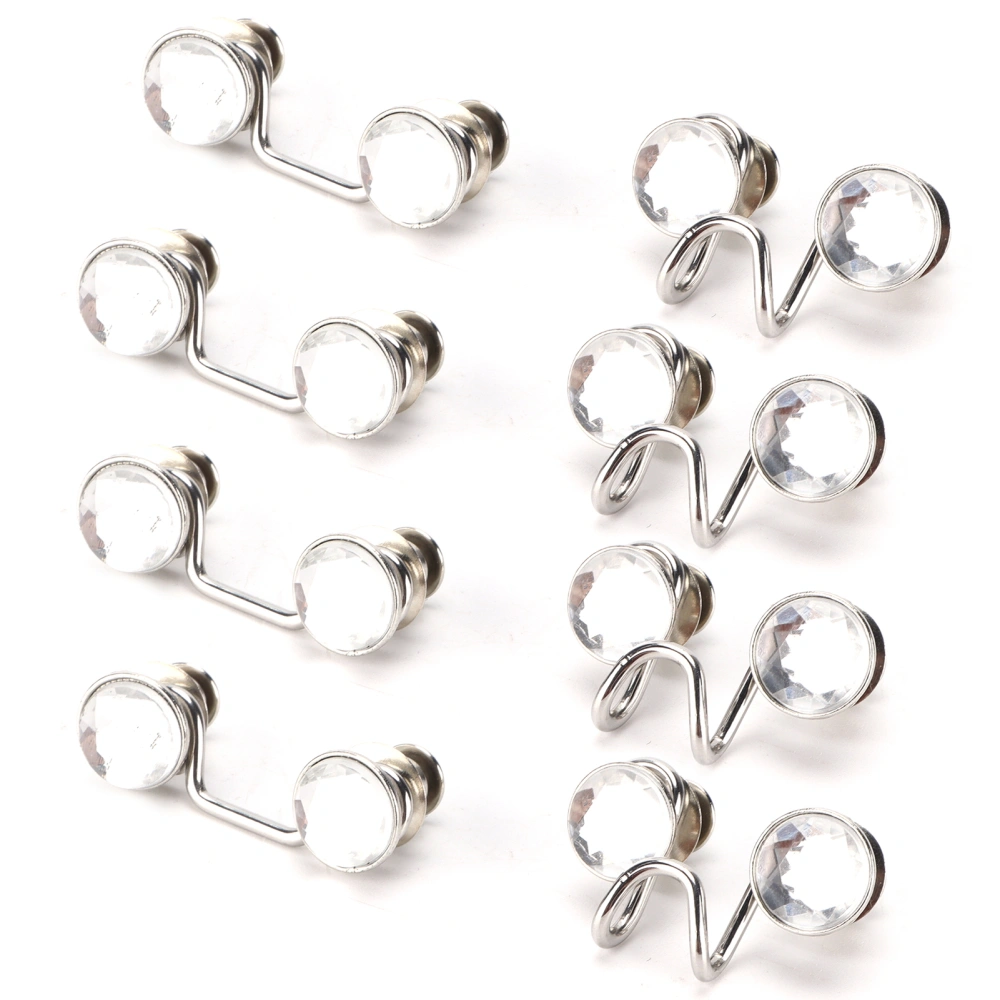 16Pcs Button Pins Reusable Sturdy Durable Detachable Card Slot Design Convenient Jean ButtonSmall White Rhinestone