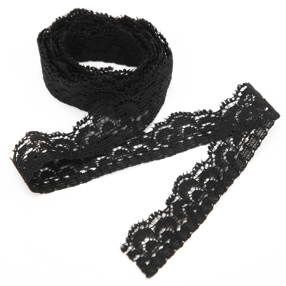 Black Lace Ribbon 10 Yards 0.59in Wide Stretchy Elastic Comfortable Floral Pattern Lace Trim for Decorations Sewing DIY