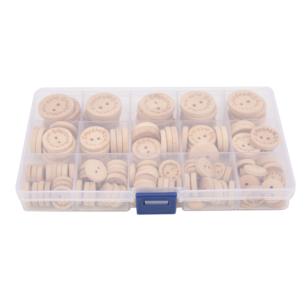 140pcs Wooden Buttons DIY 3 Different Sizes Letters Pattern Sewing Buttons with Storage Box for Children Clothes