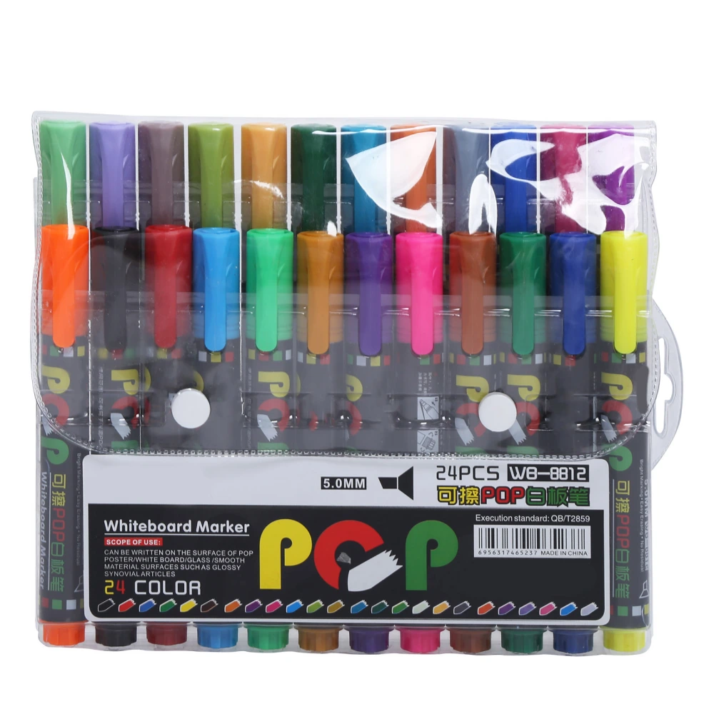 24Pcs Whiteboard Pen Multifunctional Colorful Fast Drying Painting Marker for Graffiti Writing