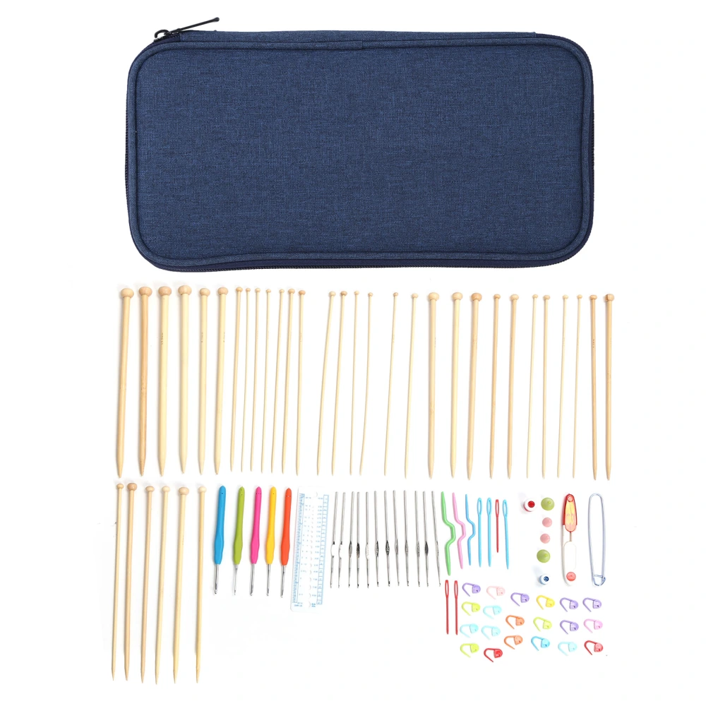 Knitting Kit Ergonomic Design Portable Bamboo Stick Needle with Storage Bag for DIY Enthusiast