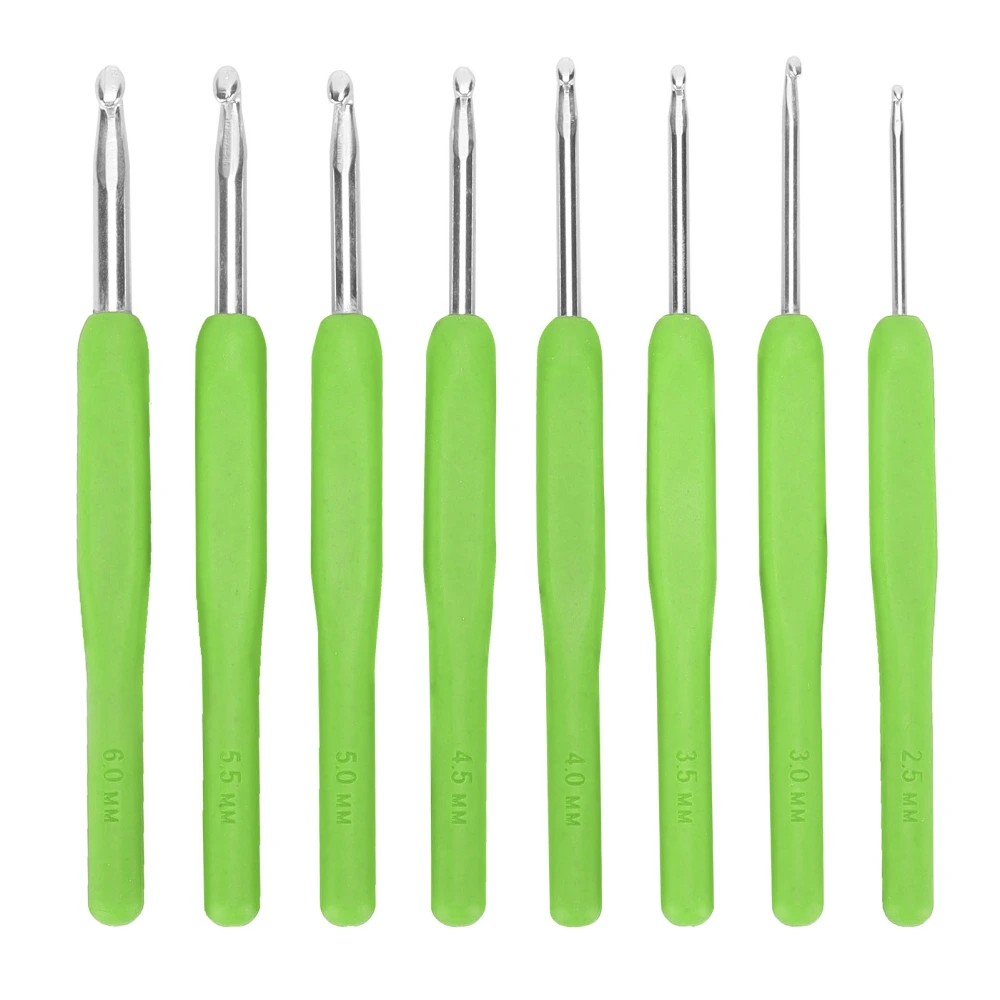 8pcs Crochet Hooks Multiple Colors Sweater Needle Soft Handle Weaving Tools for Handicraft LoversGreen