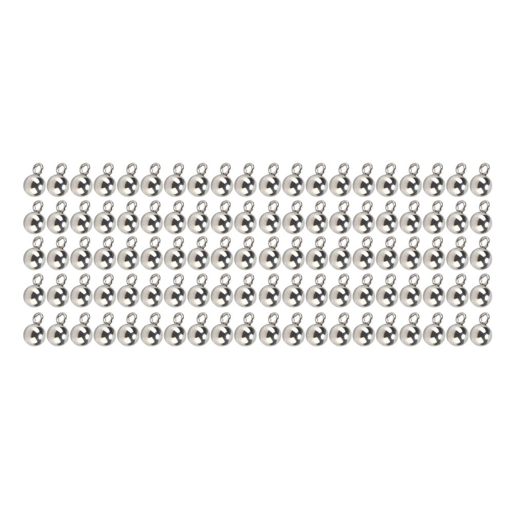 100Pcs Round Beads Stainless Steel Vacuum Plating 5mm Scattered Beads with Split Ring for DIY Jewelry Accessories