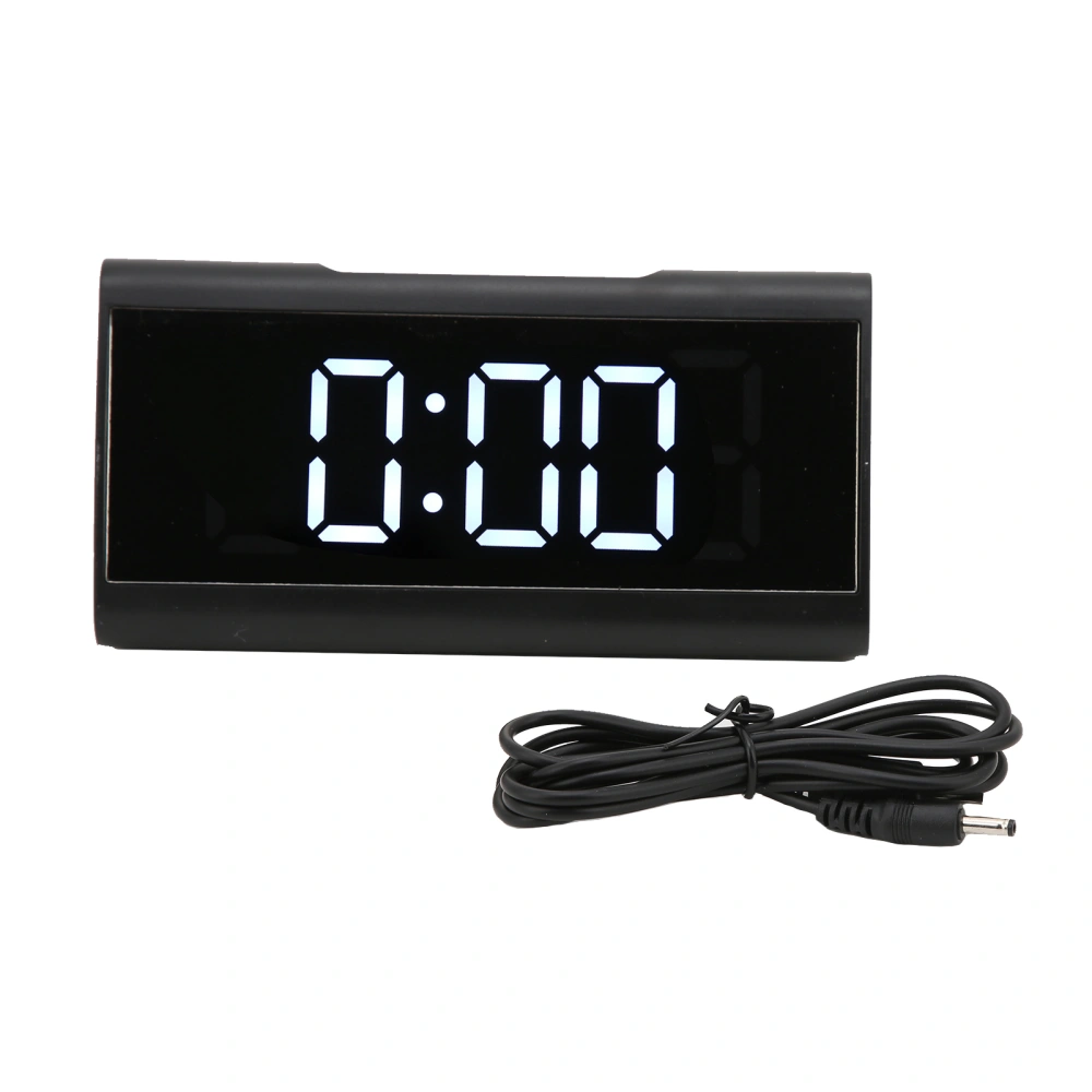 Mirror Clock LED Digital Mute Luminous Black Alarm Clock with USB Cable for Children Adults Bedroom Office Home SchoolWhite