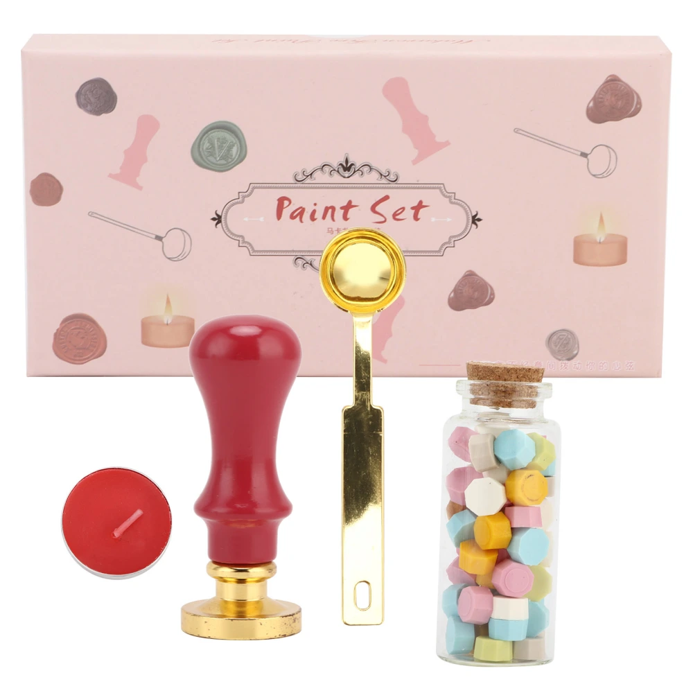 Wax Seal Stamp Kit Clear Pattern Macaron Color DIY Classic Sealing Kit for Envelopes Invitations Wedding EmbellishmentVermillion Handle