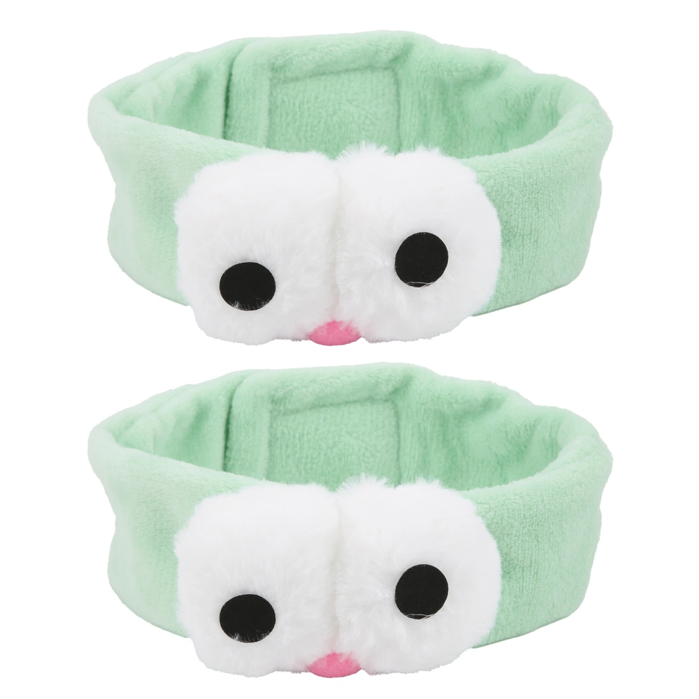 2pcs Facial Headbands Adjustable Cute Cartoon Big Eye Head Wrap for Sport Face Wash Spa Shower Makeup