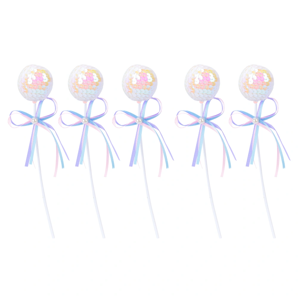 5pcs Cupcake Toppers Glittering Cute Cake Decoration for Birthday Wedding Party Decor