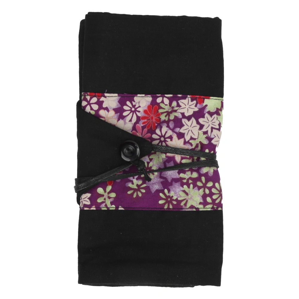 Pen Curtain Watercolor Fashion Purple Floral Pattern Storage Bag for Friends Relatives Students Gift