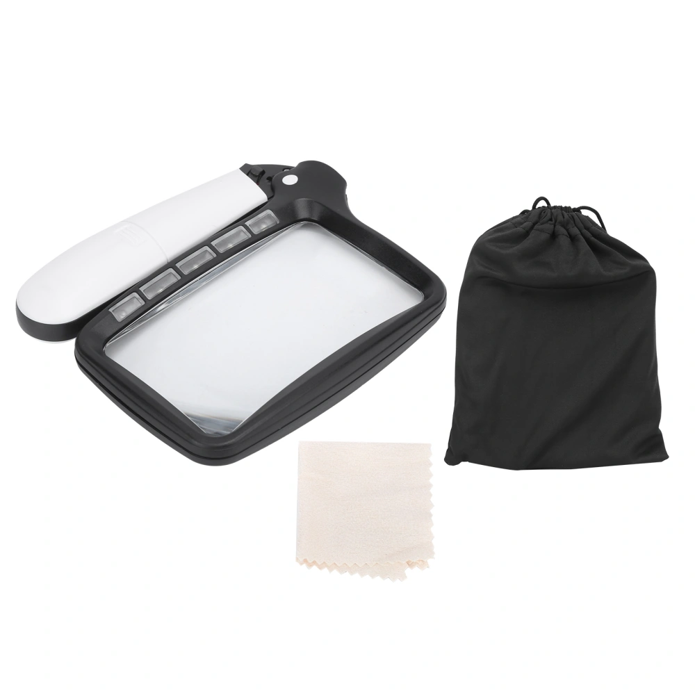 Magnifying Glass Foldable Handheld 5 LED Lights HighDefinition Acrylic Magnifier for Seniors Reading Printing