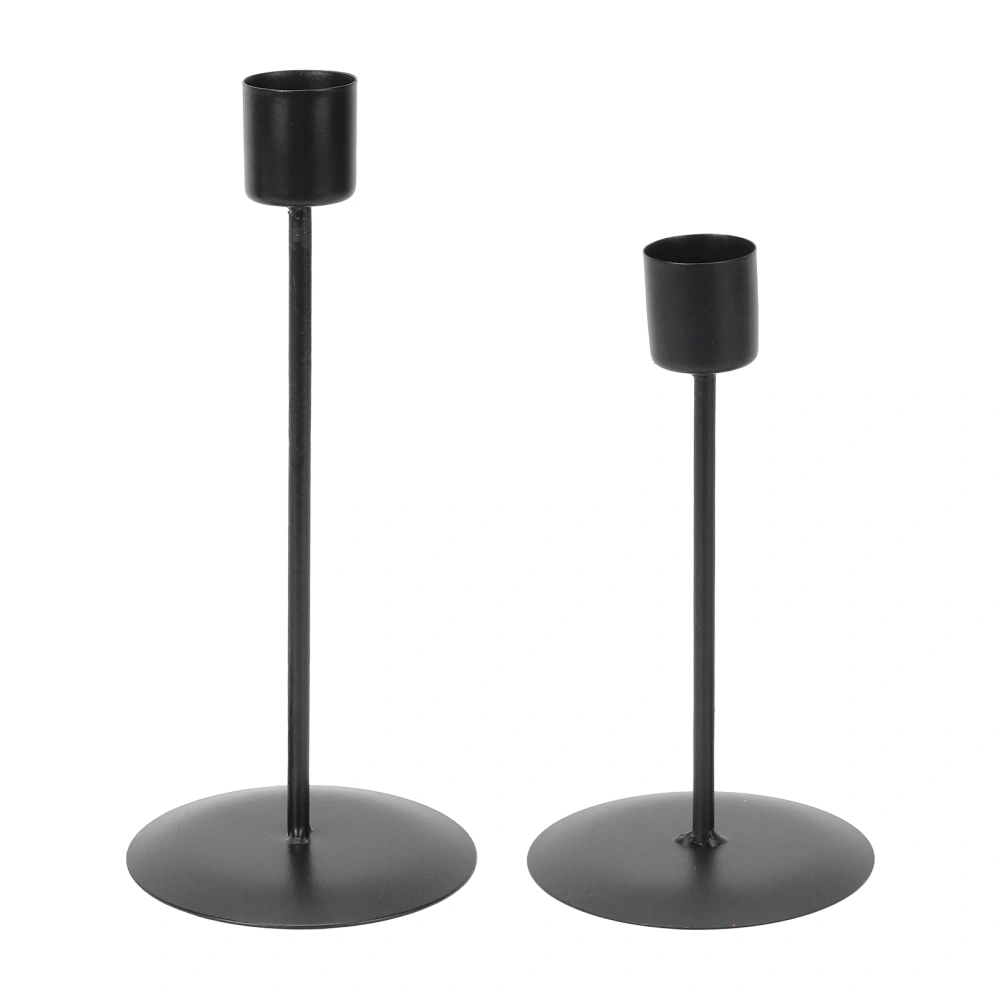 Candle Holders Set of 2 Metal SingleHead Vintage Decorative Candlesticks for Wedding Dinning Party Home Decor(Black )