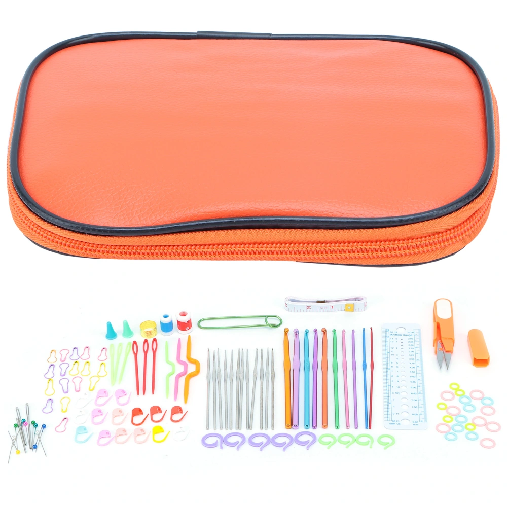 100 Pcs Crochet Hooks Set DIY 22 Crochet Set with Small Accessories for Knitting Enthusiasts BeginnersOrange