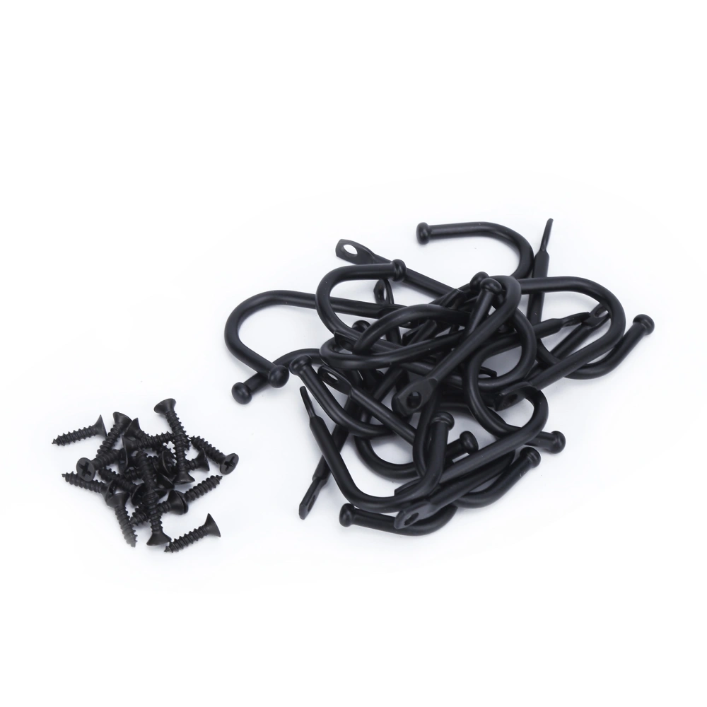 20 Pcs Wall Hooks Black Single Hole Small Hook for Hanging Necklaces Coats Belts Handbags Keys Cups Towels